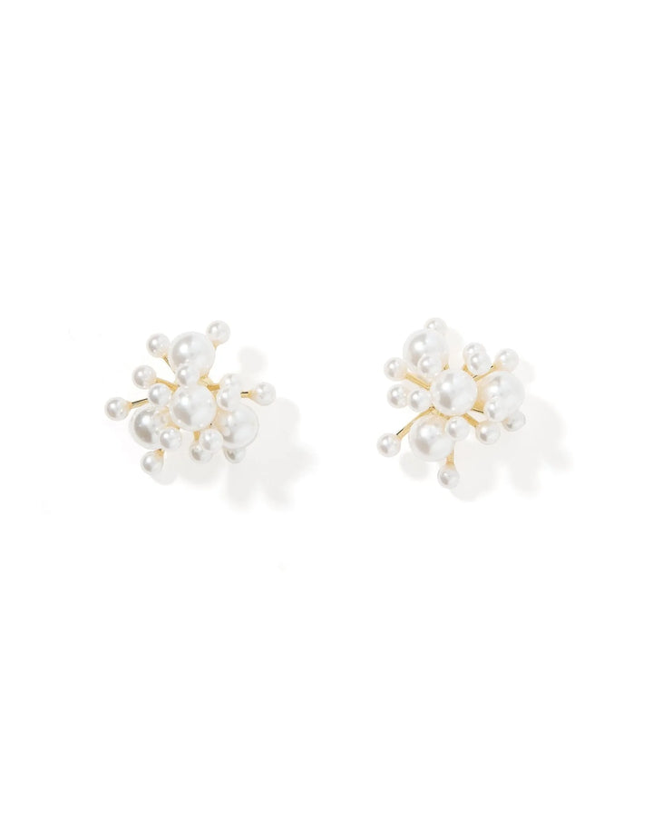 Linny Co Alana statement earrings with clustered white pearls and gold-tone details