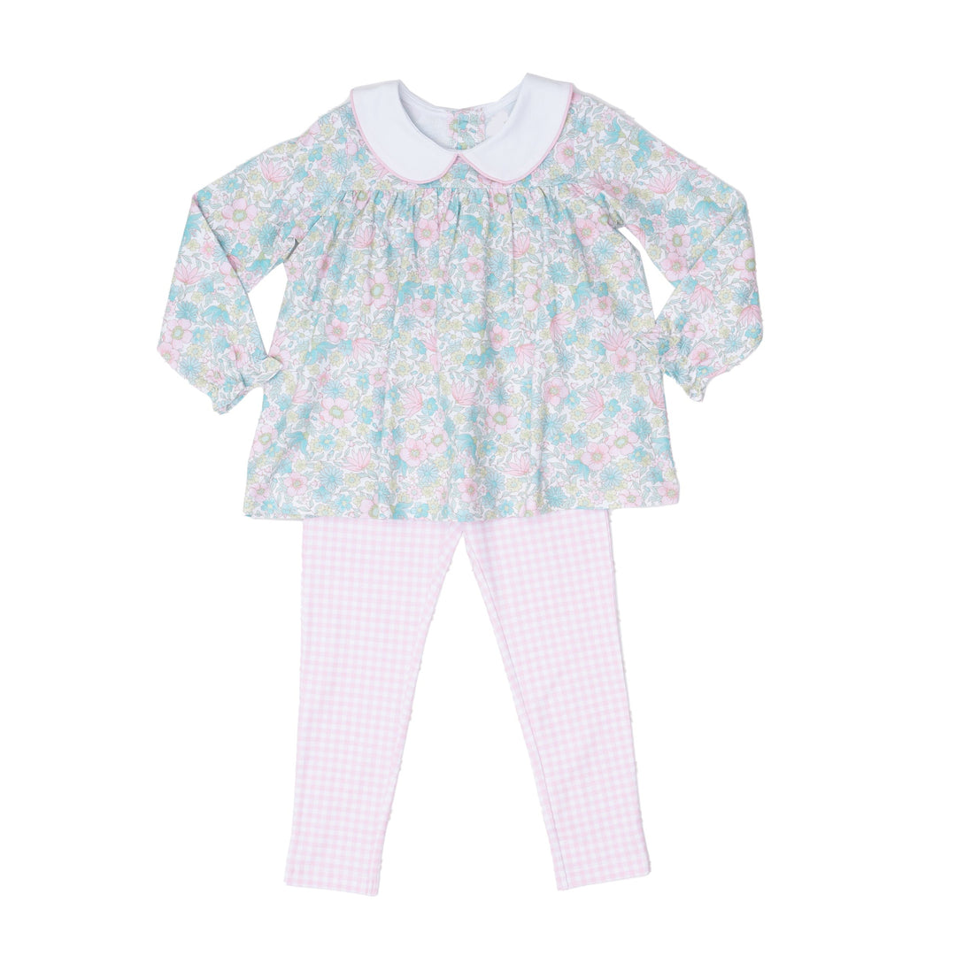 PINK FLORAL GINGHAM MARY REESE LEGGING SET
