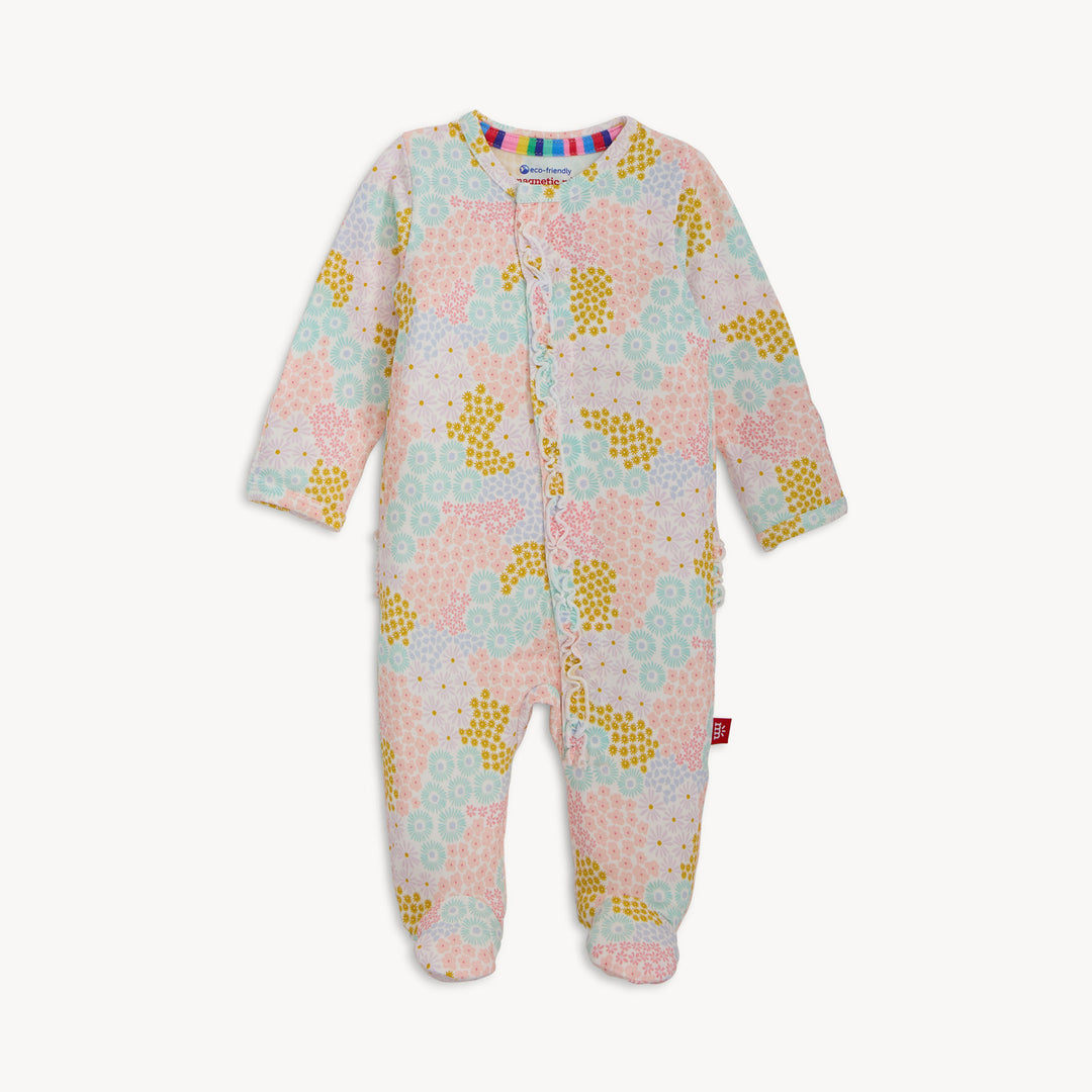 Harper Magnetic Ruffle Footie by Magnetic Me - Baby Girl Ruffle Footie Sleeper - Walker Boutique