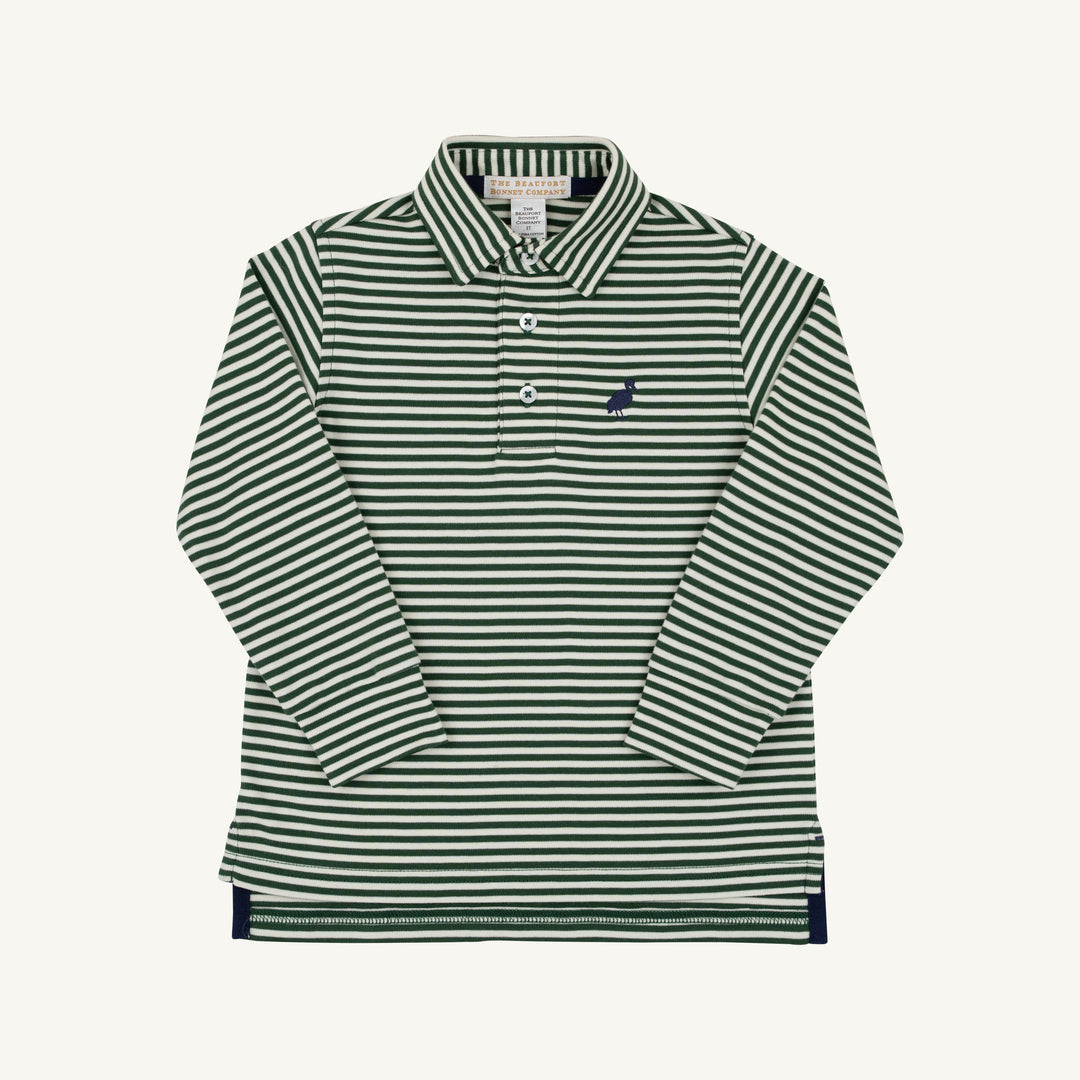 Grier Green Palmetto Pearl Stripe/Nantucket Navy STRIPED LONG SLEEVE POLO 