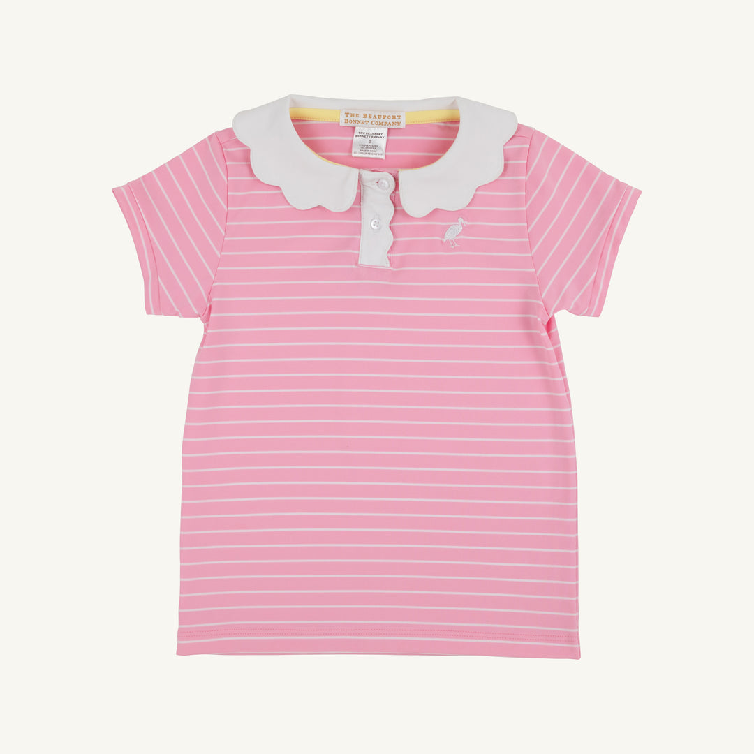 PINK PETER PAN COLLAR SHORT SLEEVE STRIPED SHIRT