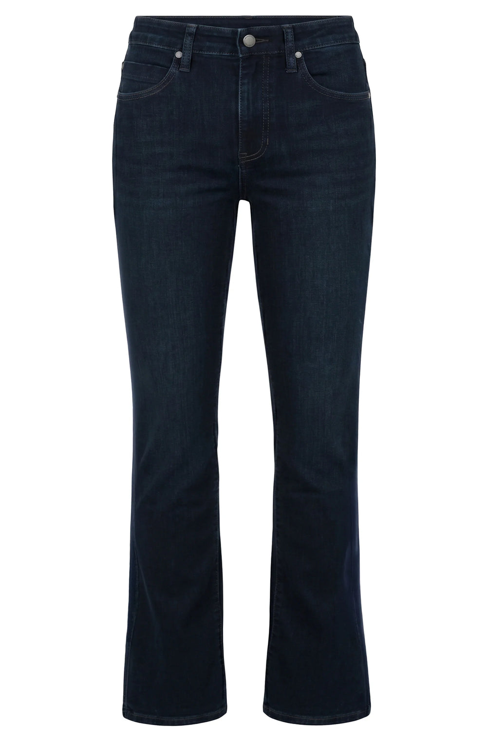 Dark blue jeans on a white background