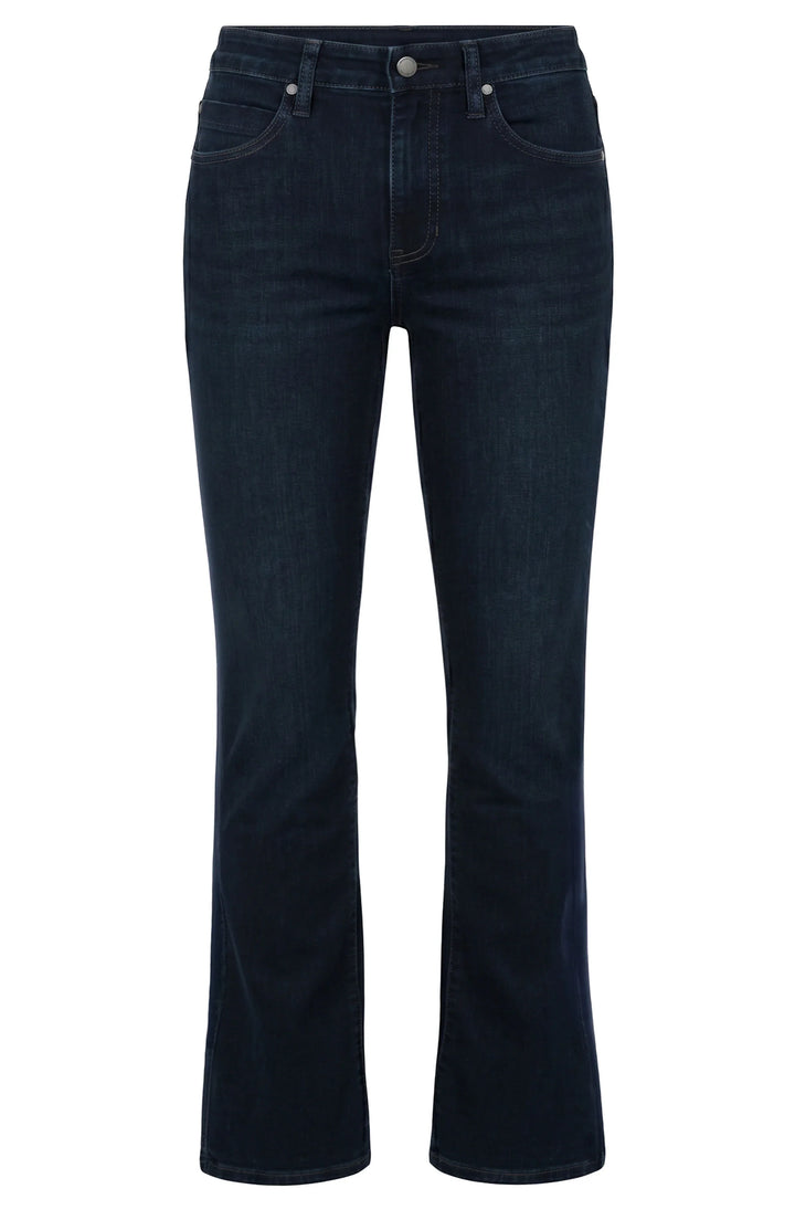 Dark blue jeans on a white background