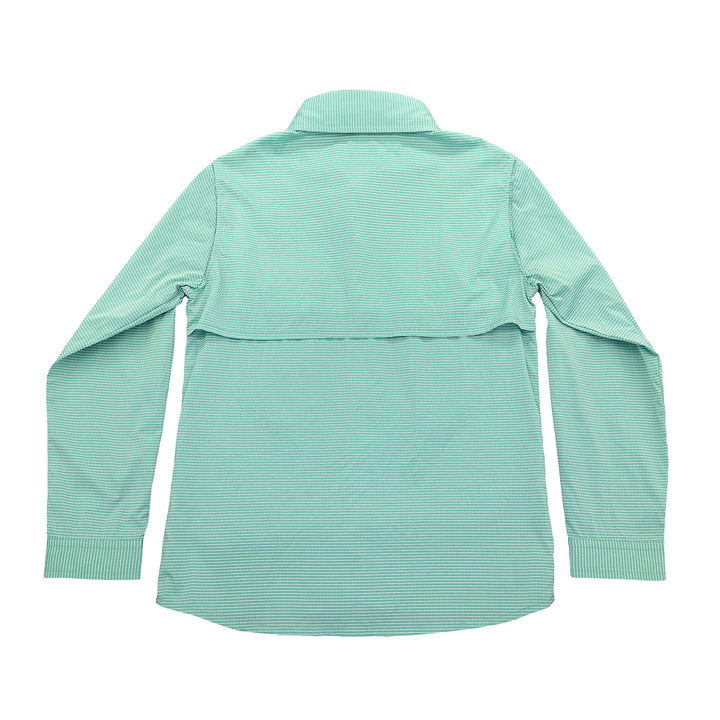 Light green shirt with a subtle pattern on a white background