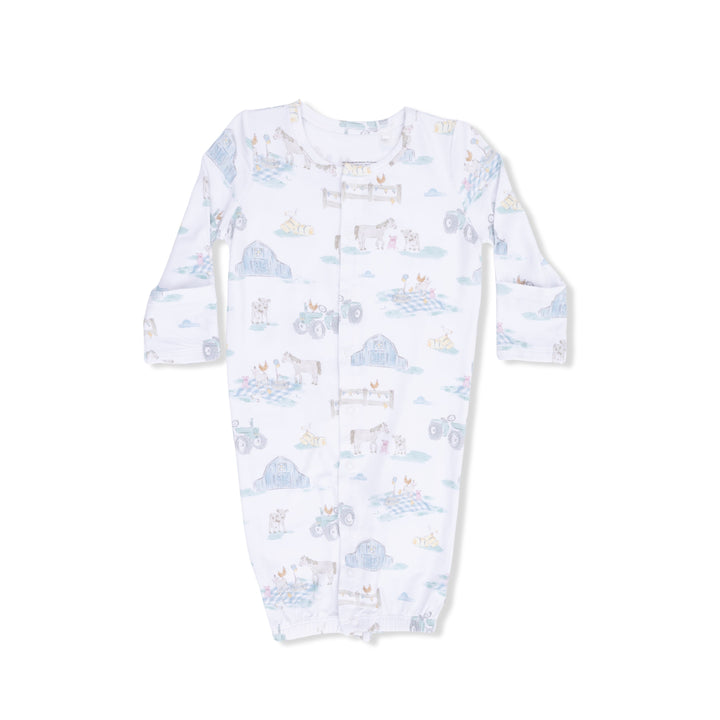 farm pattern on convertible gown on white background