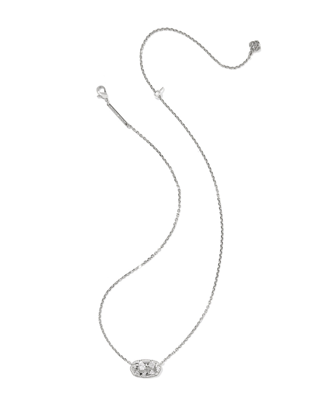 HOLLAND CRYSTAL SHORT PENDANT NECKLACE, SILVER WHITE CZ