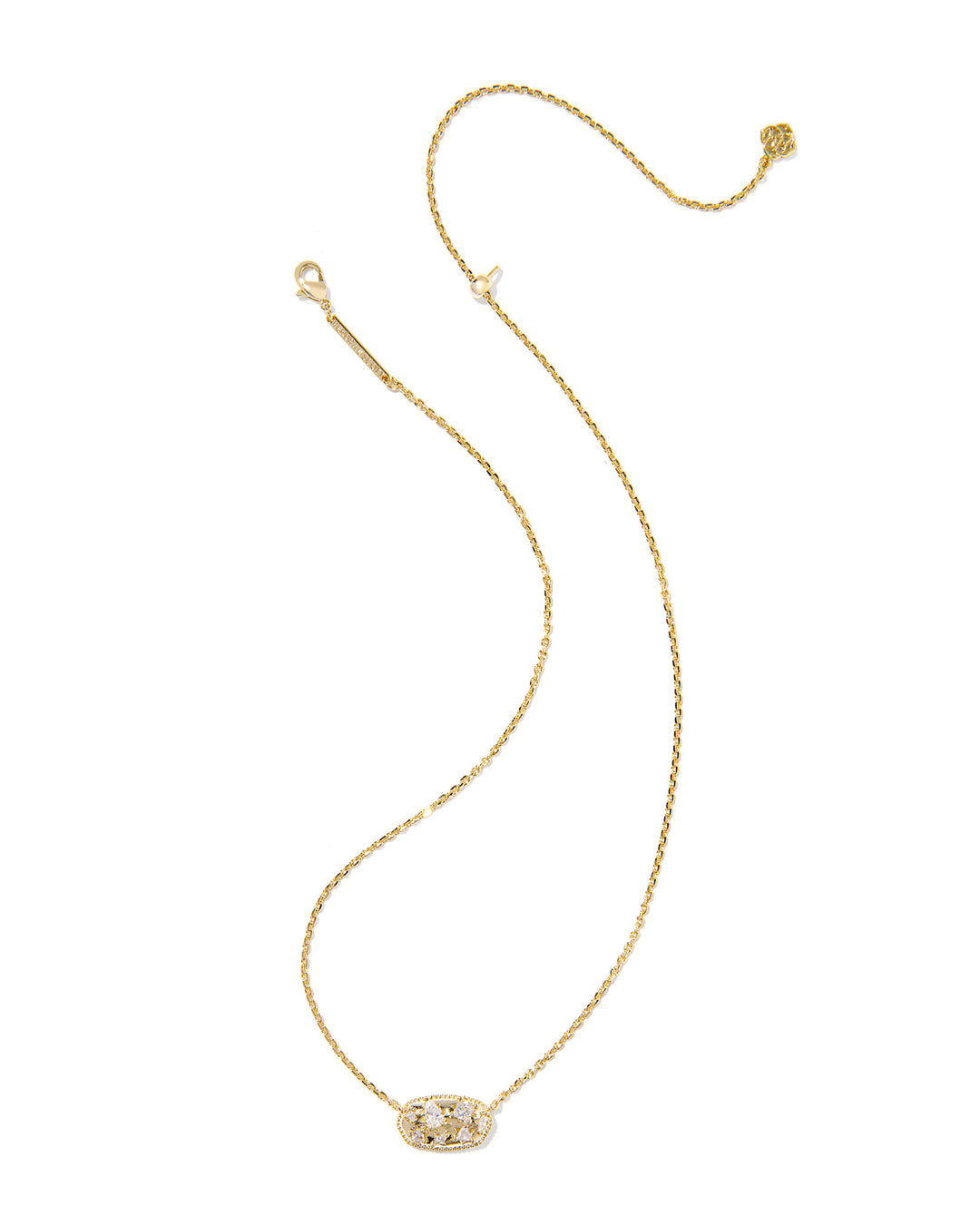 HOLLAND CRYSTAL SHORT PENDANT NECKLACE, GOLD WHITE CZ