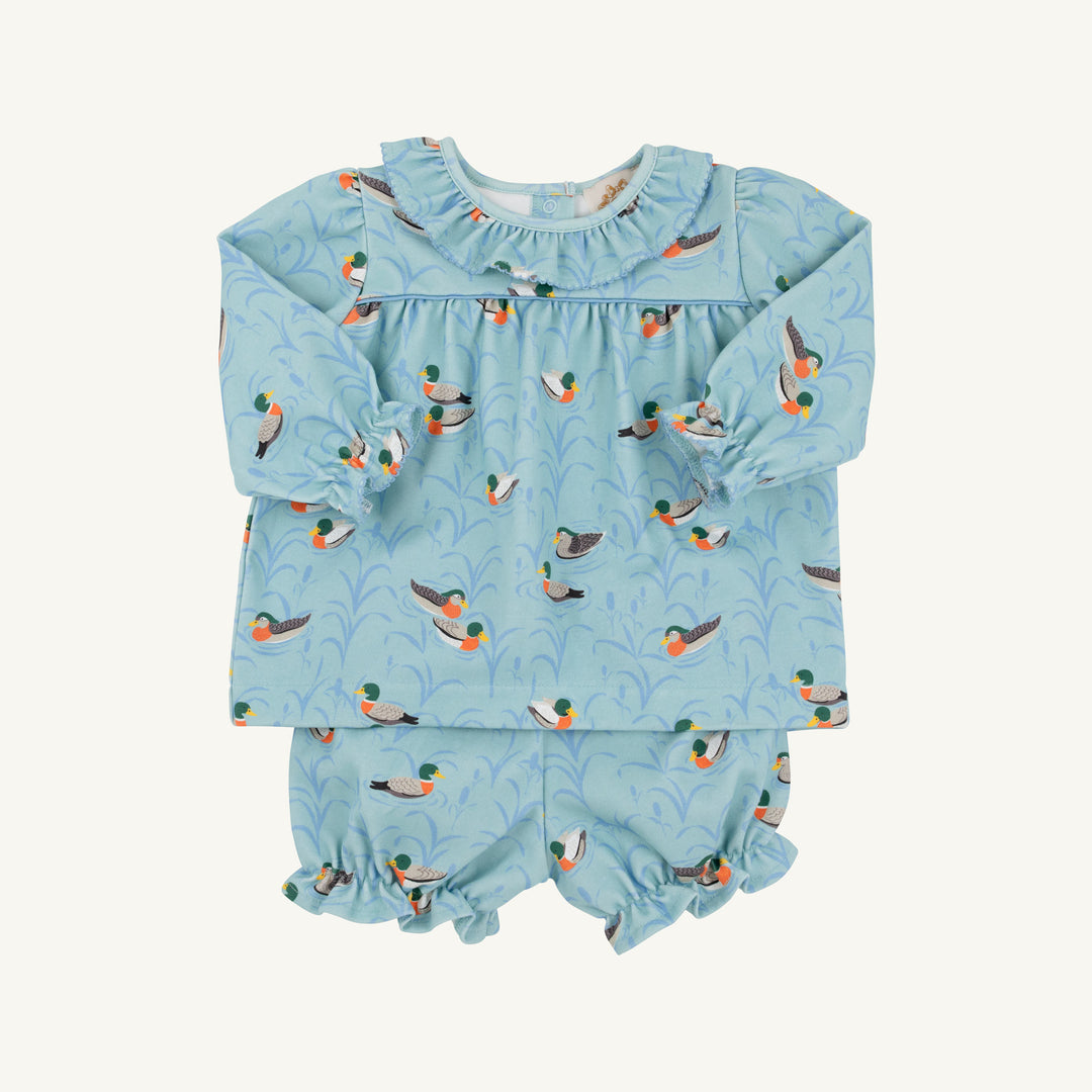 LIGHT BLUE BLOOMER SET LONG SLEEVE WITH DUCK PRINTS ALL OVER 