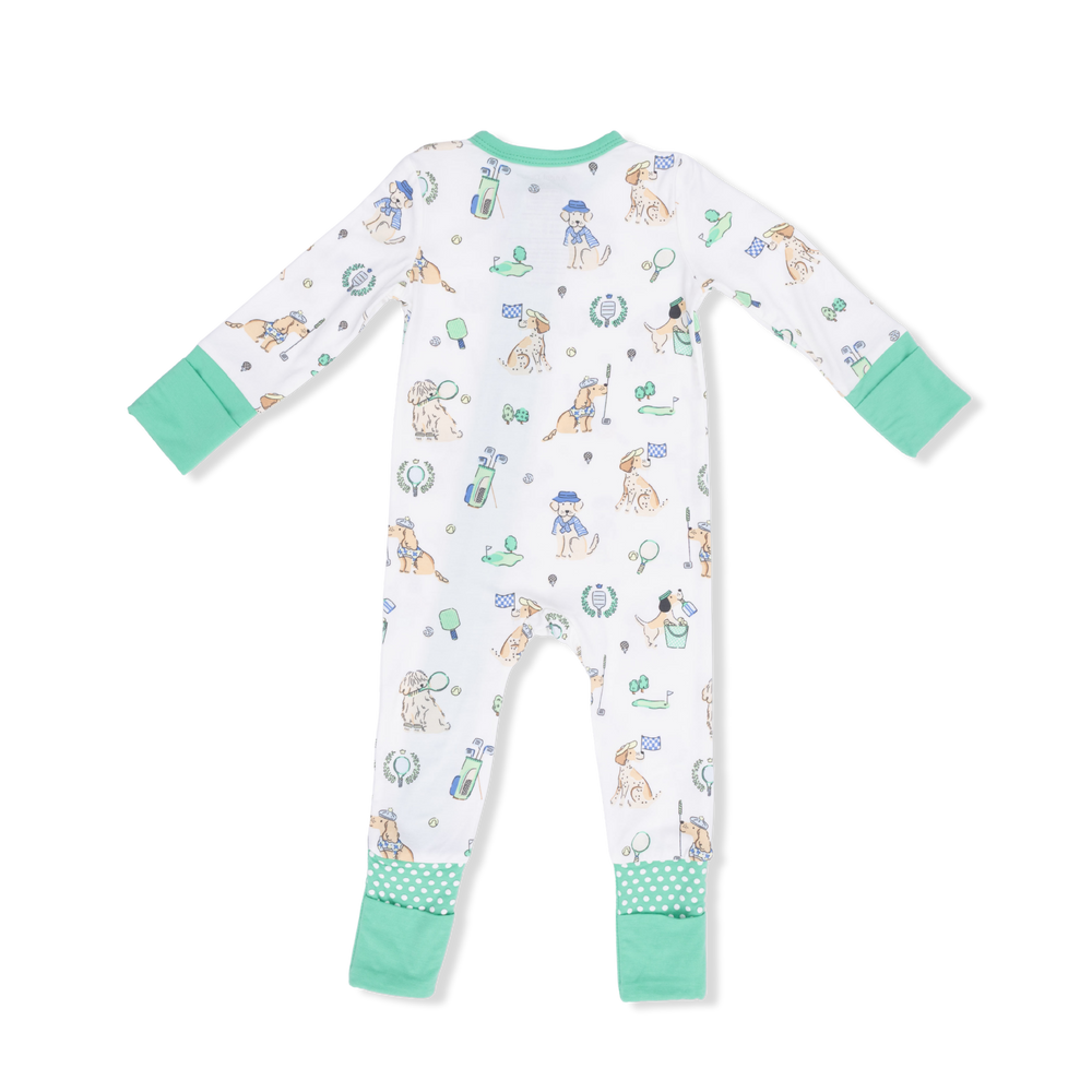 Baby onesie with animal pattern on a white background