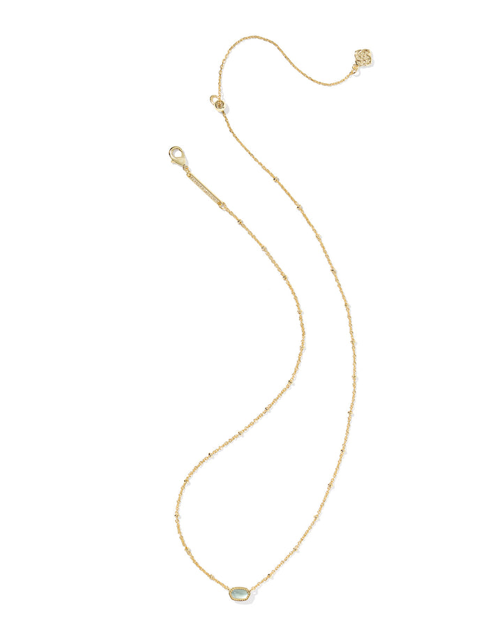 MINI ELISA SATELLITE SHORT PENDANT NECKLACE, GOLD LIGHT BLUE ILLUSION