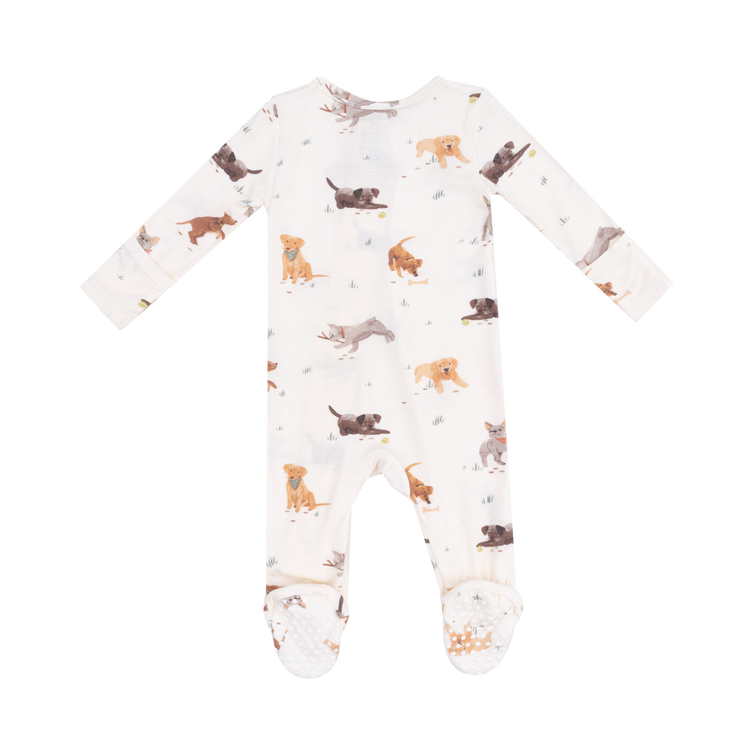 WATERCOLOR PUPPIES ZIPPER FOOTIE