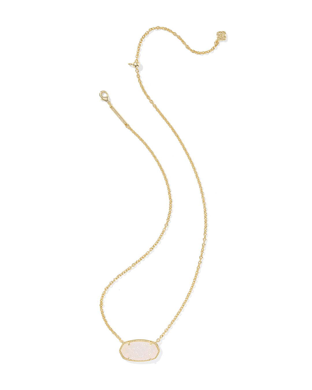 ELISA STATEMENT SHORT PENDANT NECKLACE, GOLD IRIDESCENT DRUSY