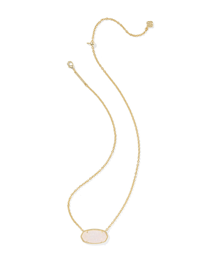 ELISA STATEMENT SHORT PENDANT NECKLACE, GOLD IRIDESCENT DRUSY