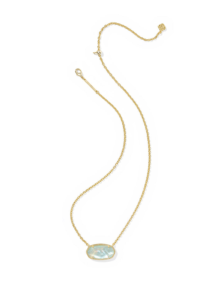 ELISA STATEMENT SHORT PENDANT NECKLACE, GOLD LIGHT BLUE ILLUSION