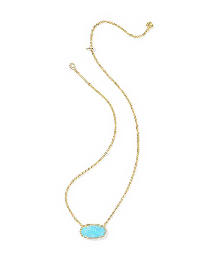 ELISA STATEMENT SHORT PENDANT NECKLACE, GOLD LIGHT TEAL KYOCERA OPAL