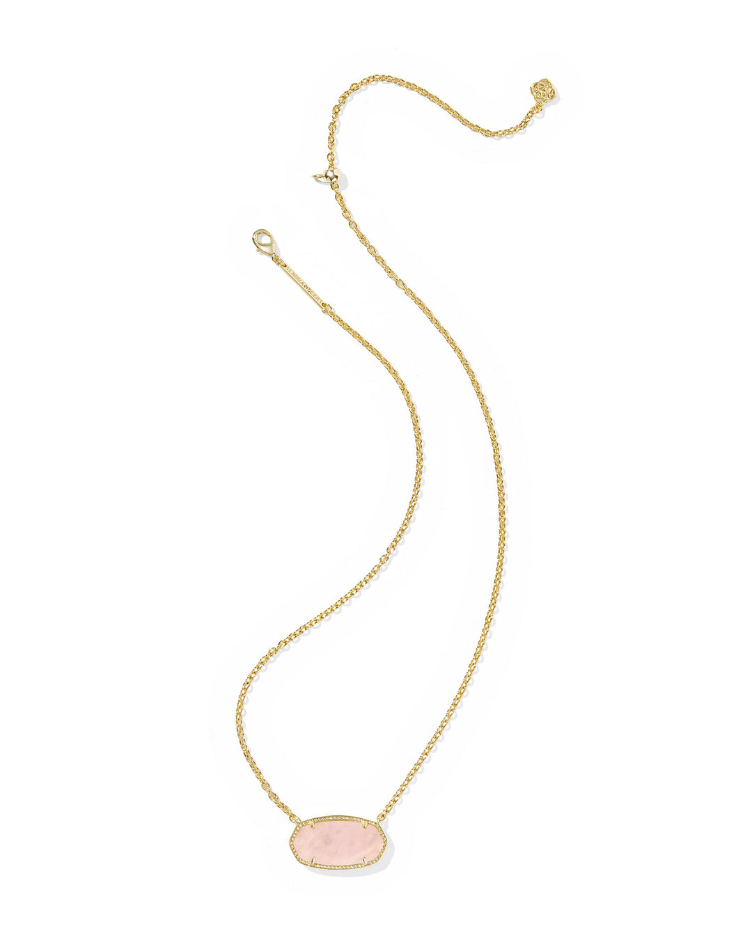 ELISA STATEMENT SHORT PENDANT NECKLACE, GOLD ROSE QUARTZ