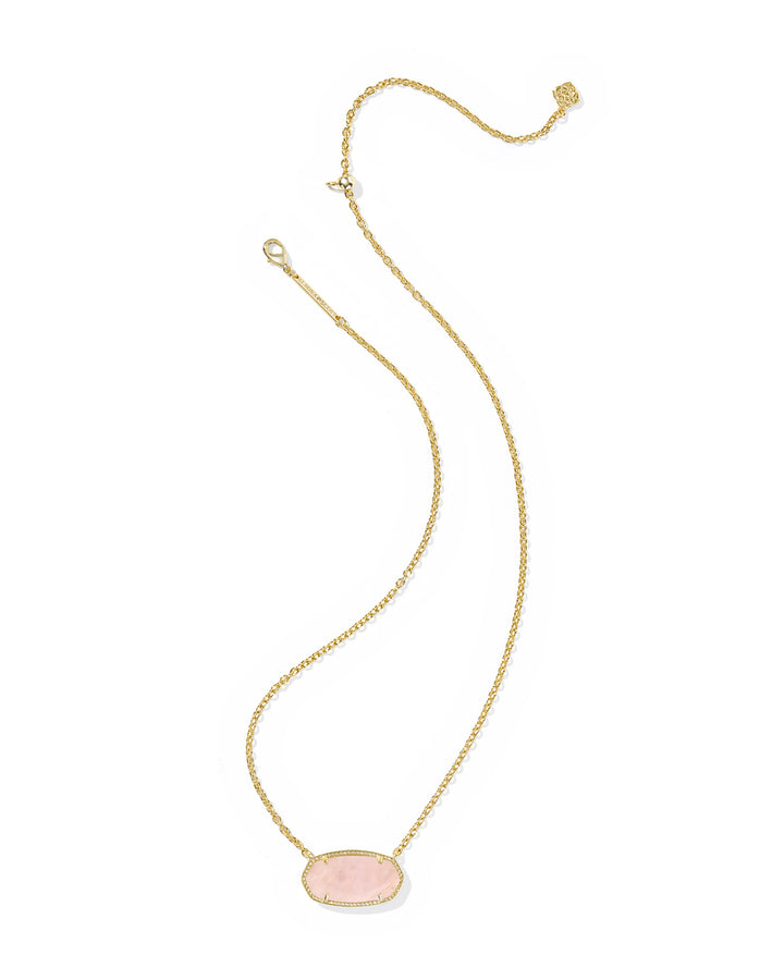 ELISA STATEMENT SHORT PENDANT NECKLACE, GOLD ROSE QUARTZ