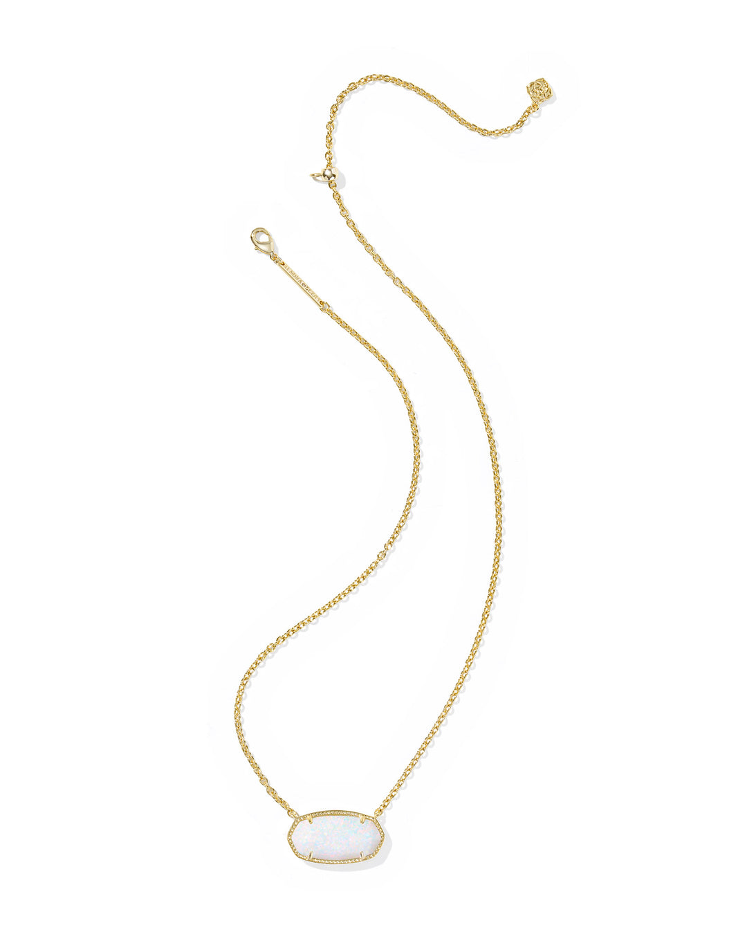 ELISA STATEMENT SHORT PENDANT NECKLACE, GOLD WHITE KYOCERA OPAL