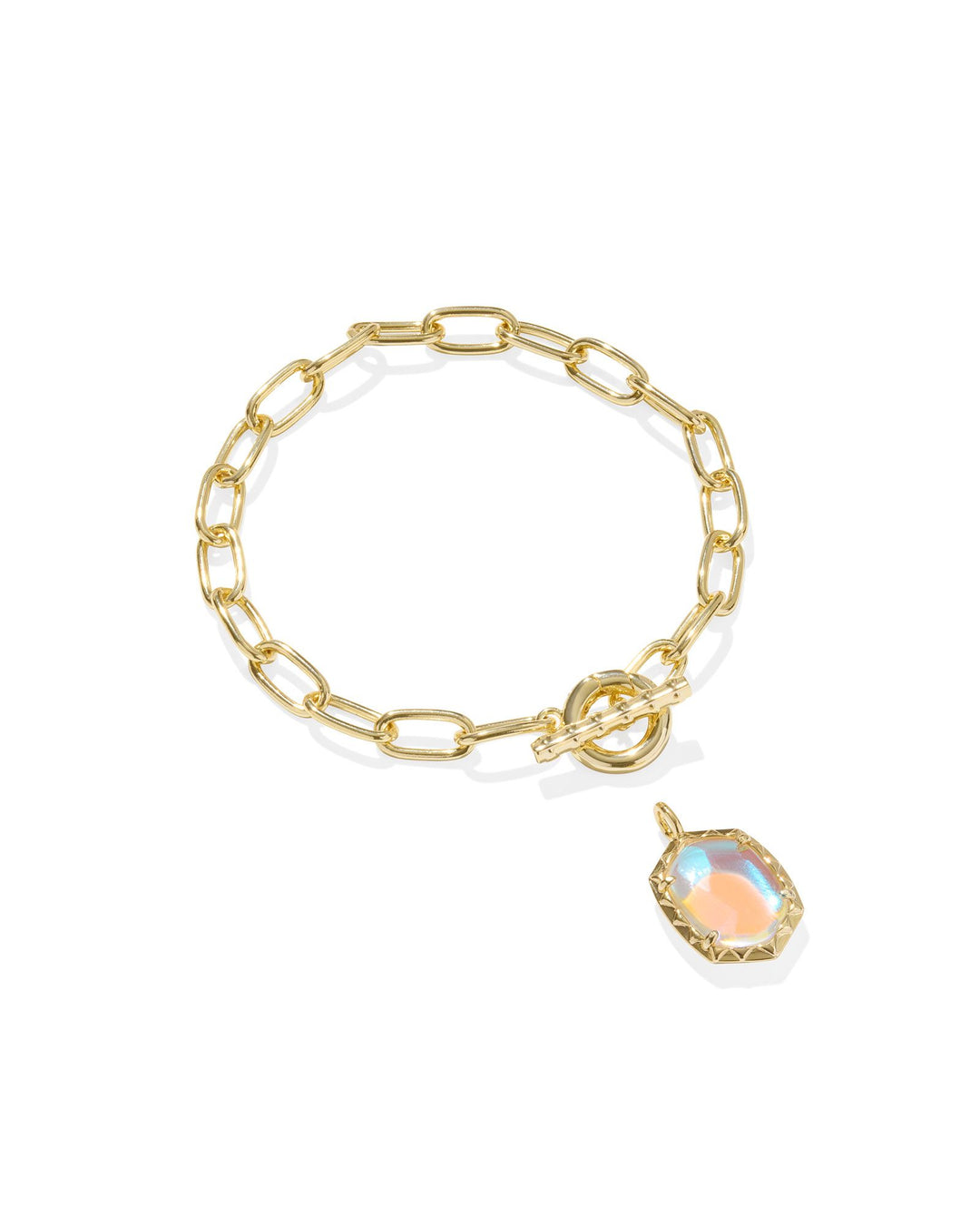 DAPHNE LINK AND CHAIN BRACELET, GOLD DICHROIC GLASS