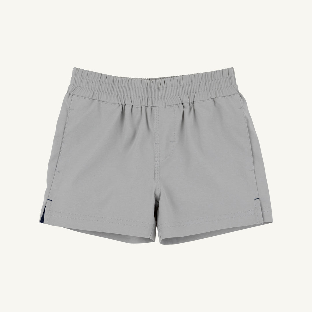 BOYS GRAY ATHLETIC SHORTS ON WHITE BACKGROUND