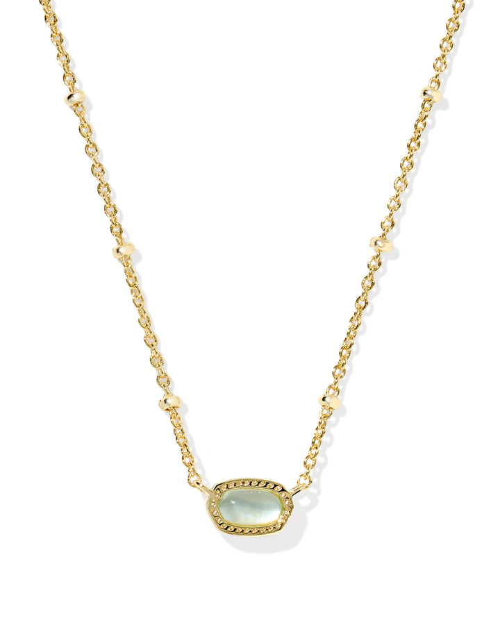 MINI ELISA SATELLITE SHORT PENDANT NECKLACE, GOLD LIGHT BLUE ILLUSION