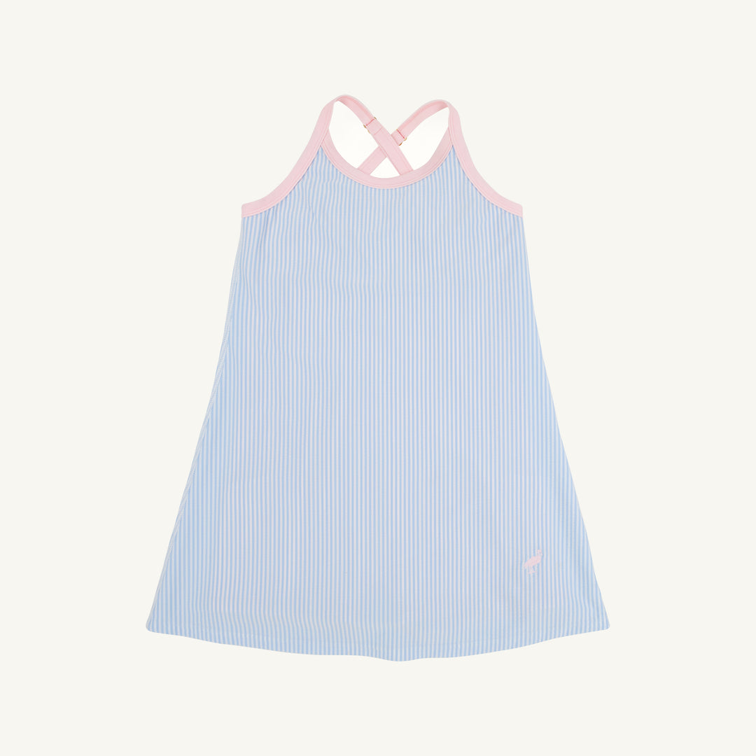 BLUE SEERSUCKER GIRL'S TENNIS DRESS