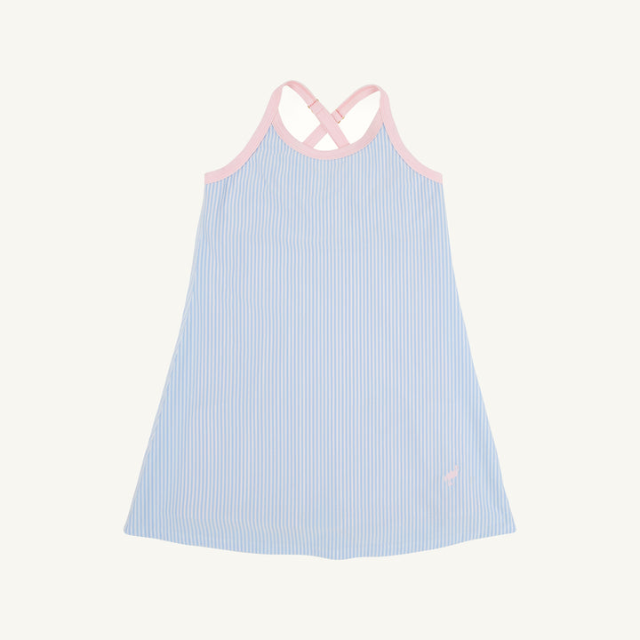 BLUE SEERSUCKER GIRL'S TENNIS DRESS
