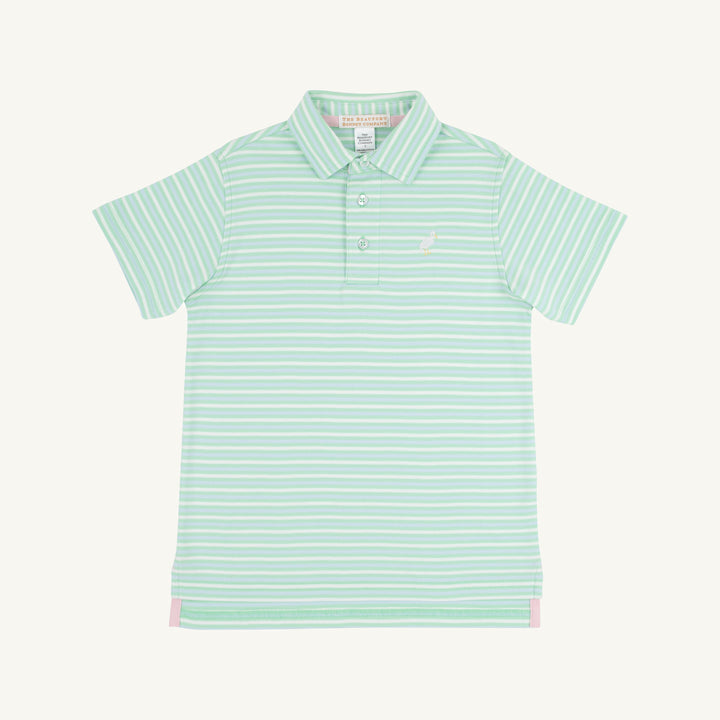 GREEN STRIPE BOYS POLO