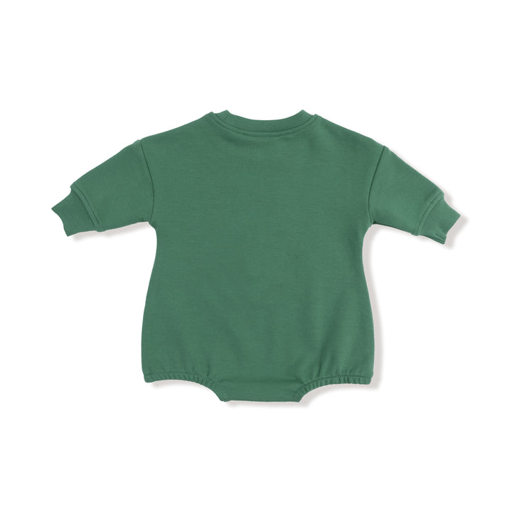 Green baby romper on a white background