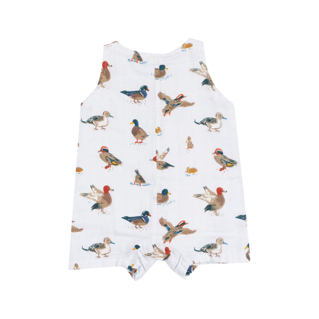 WOODLAND DUCKS MUSLIN SHORTIE ROMPER