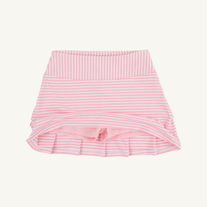 PINK AND WHITE STRIPED GIRLS SKORT ON WHITE BACKGROUND