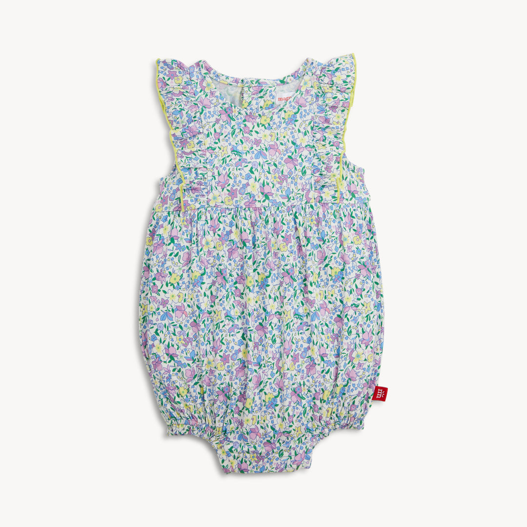 Floral baby romper on a white background