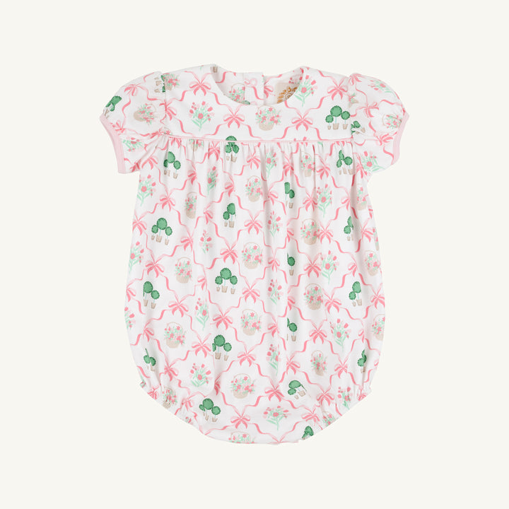PINK AND WHITE SHORT SLEEVE BUBBLE WITH TOPIARY MOTIFS