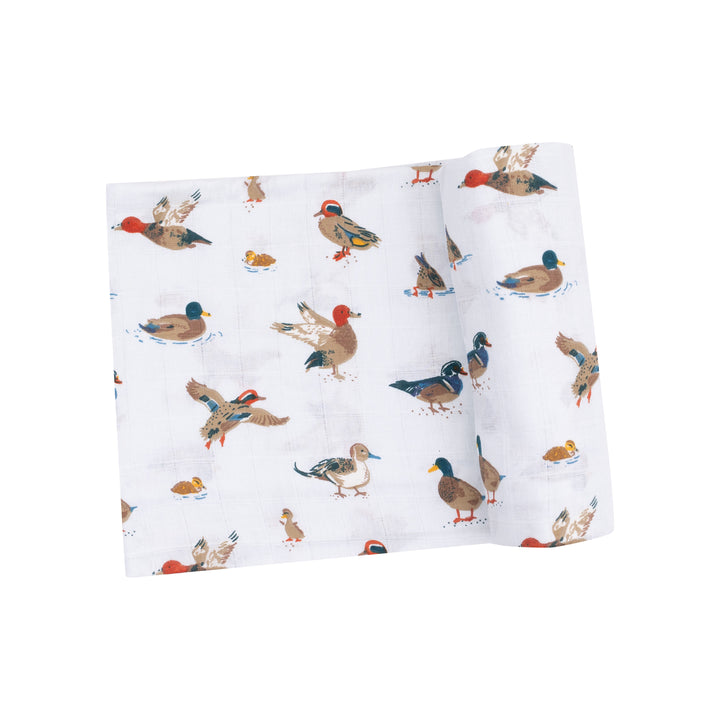 WOODLAND DUCKS MUSLIN SWADDLE BLANKET