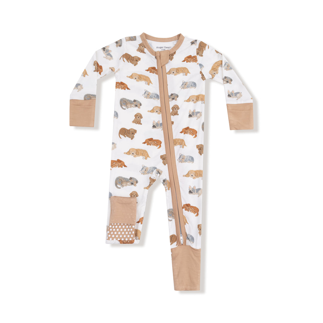 Baby onesie with animal pattern on a white background