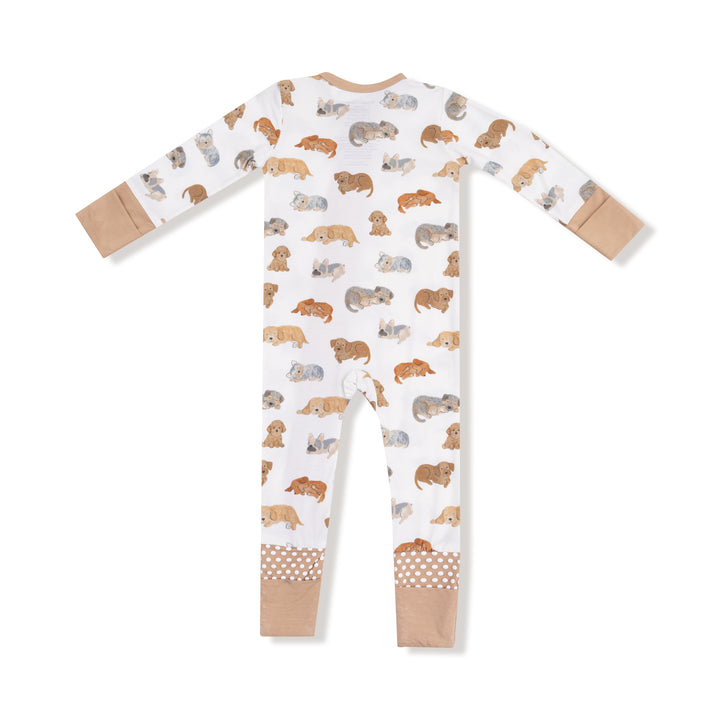 Baby onesie with animal pattern on a white background