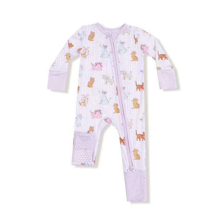 Baby onesie with animal pattern on a white background