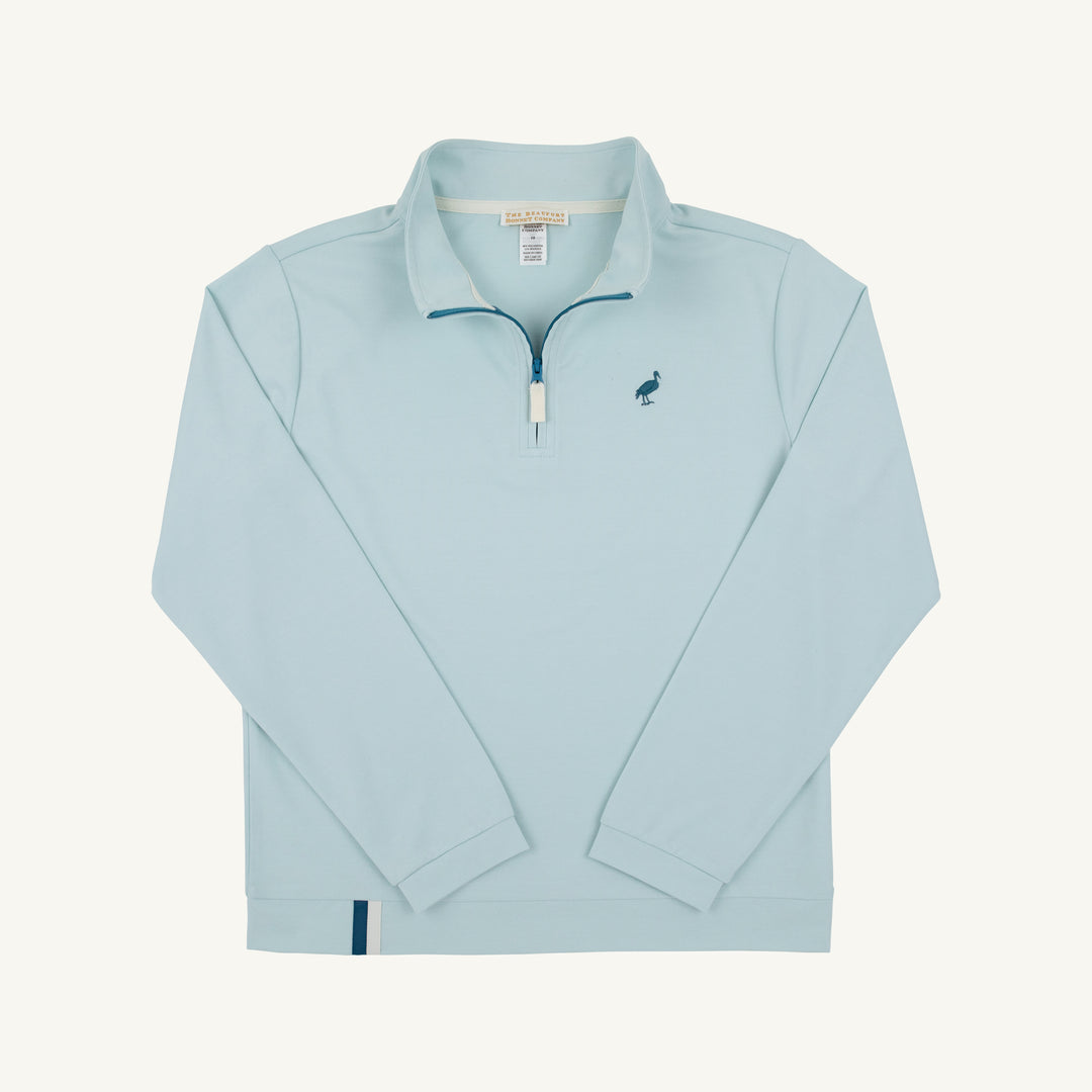 LIGHT BLUE LONG SLEEVE QUARTER ZIP FOR KIDS ON WHITE BACKGROUND