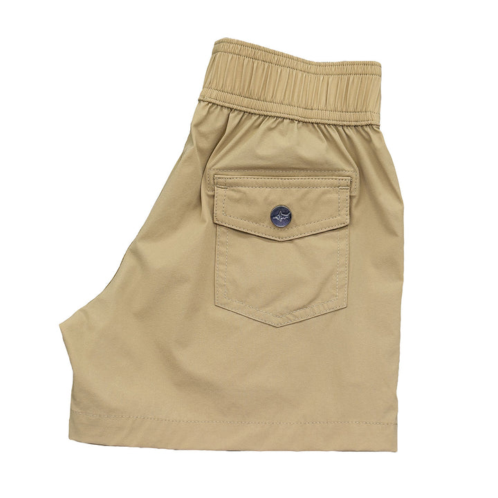 Beige shorts with a pocket on a white background