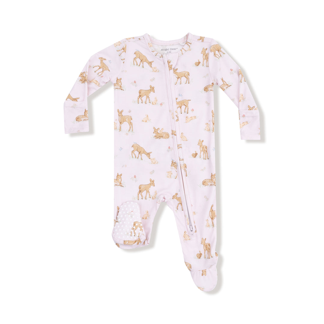 Baby onesie with gold animal print on a white background