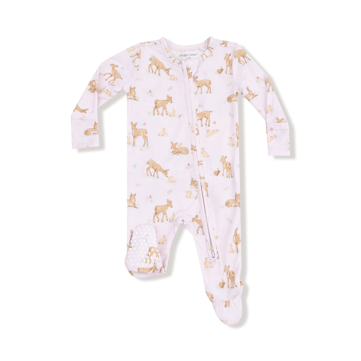Baby onesie with gold animal print on a white background
