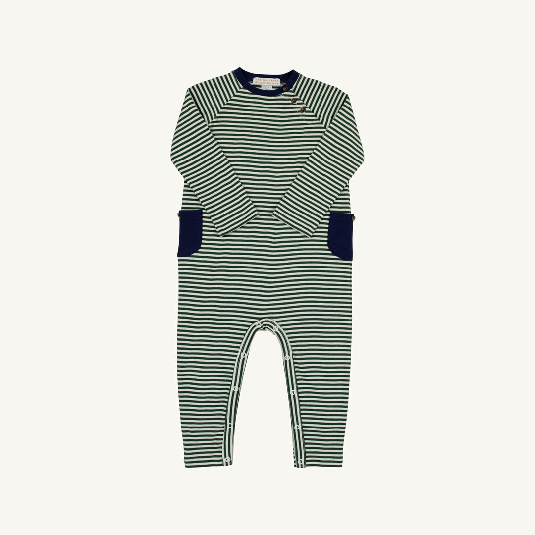 LONG SLEEVE Grier Green Palmetto Pearl Stripe/Nantucket Navy STRIPED ROMPER