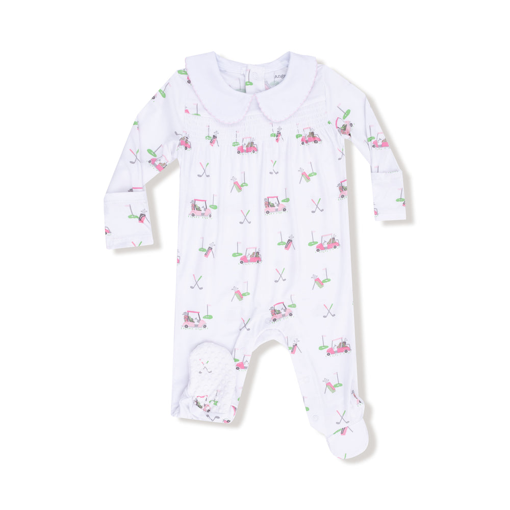 Baby onesie with car pattern on a white background