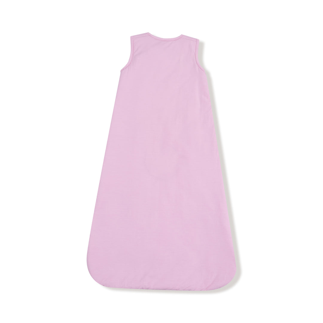 Pink baby sleeping bag on a white background
