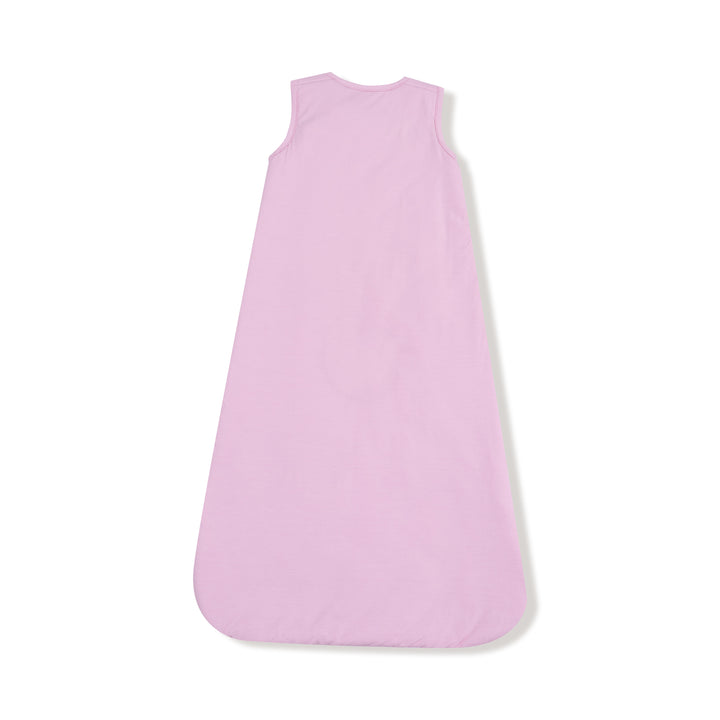 Pink baby sleeping bag on a white background