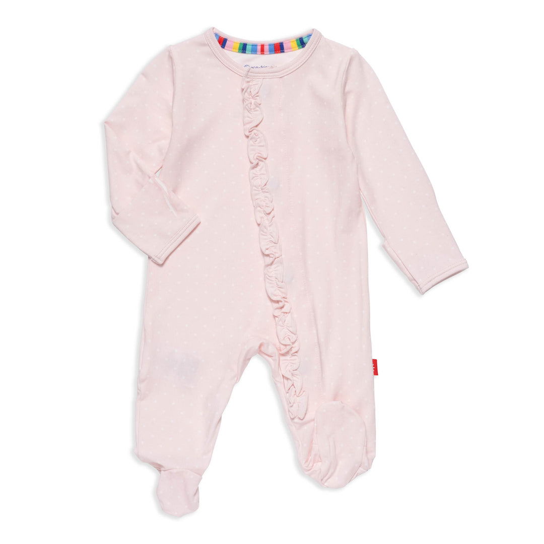 PINK PIN DOT RUFFLE FOOTIE