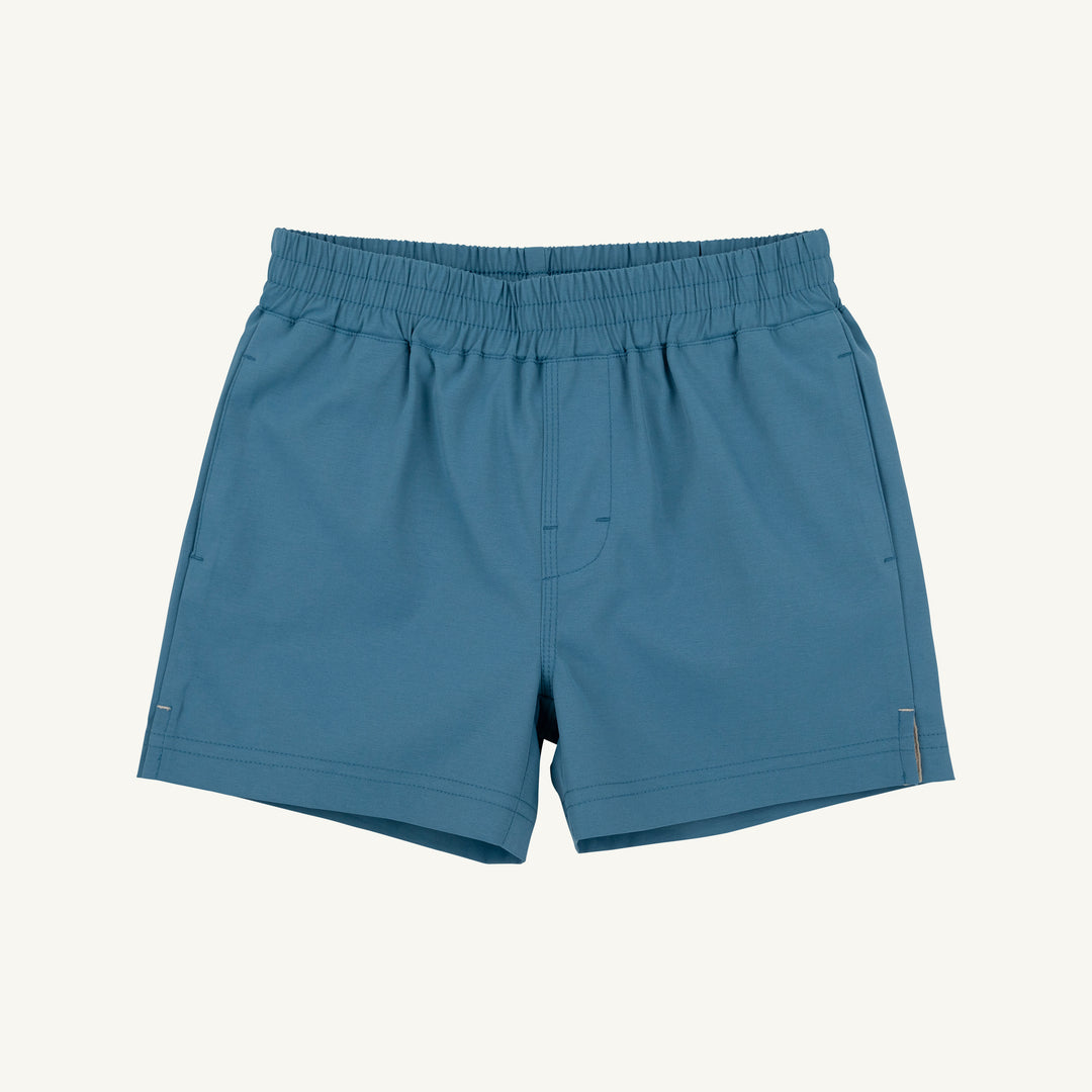 BOYS DARK BLUE ATHLETIC SHORTS ON WHITE BACKGROUND