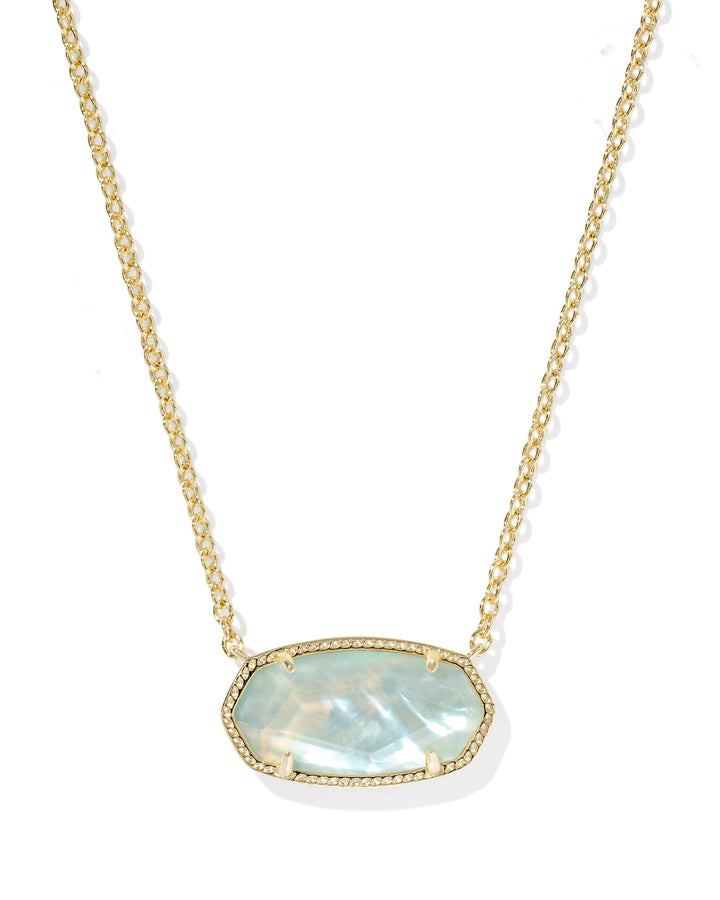 ELISA STATEMENT SHORT PENDANT NECKLACE, GOLD LIGHT BLUE ILLUSION