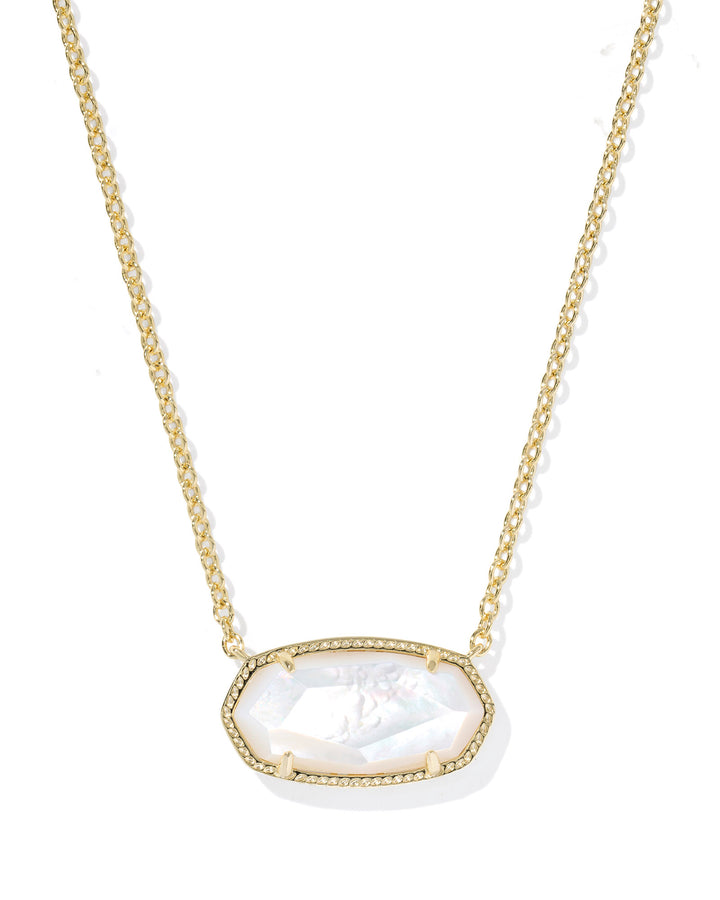 ELISA STATEMENT SHORT PENDANT NECKLACE, GOLD IVORY MOTHER OF PEARL
