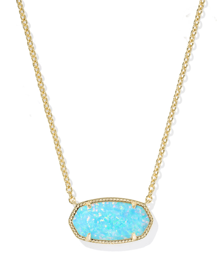 ELISA STATEMENT SHORT PENDANT NECKLACE, GOLD LIGHT TEAL KYOCERA OPAL